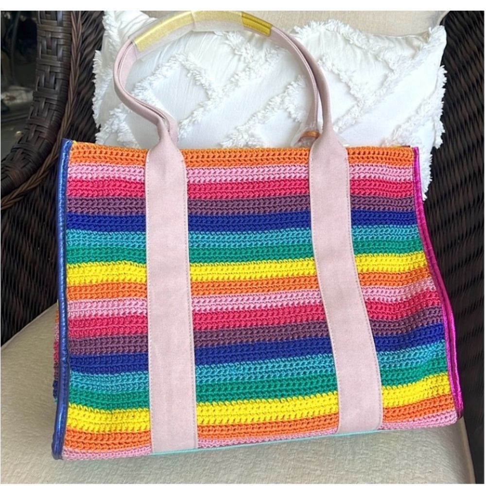 KURT GEIGER Southbank crochet rainbow large tote - Picture 7 of 16